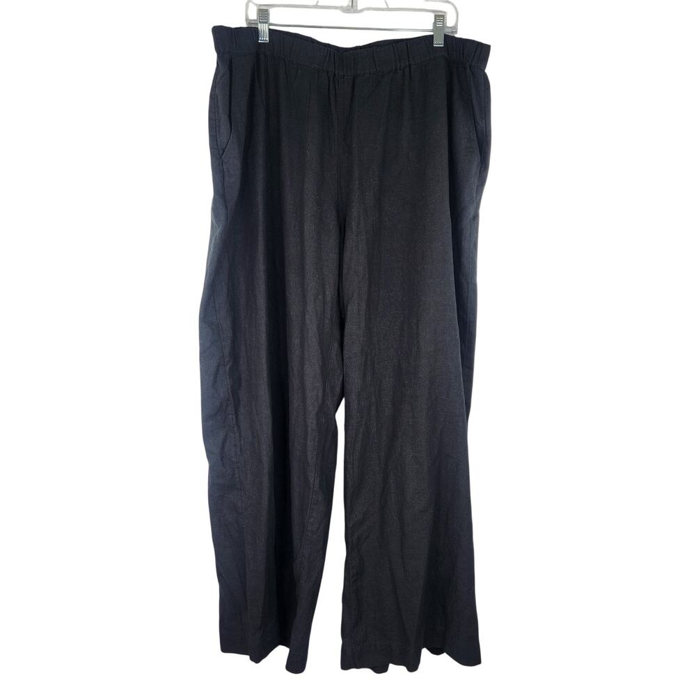 Caslon Black Wide Leg Linen Blend Women's Pants Size XXL